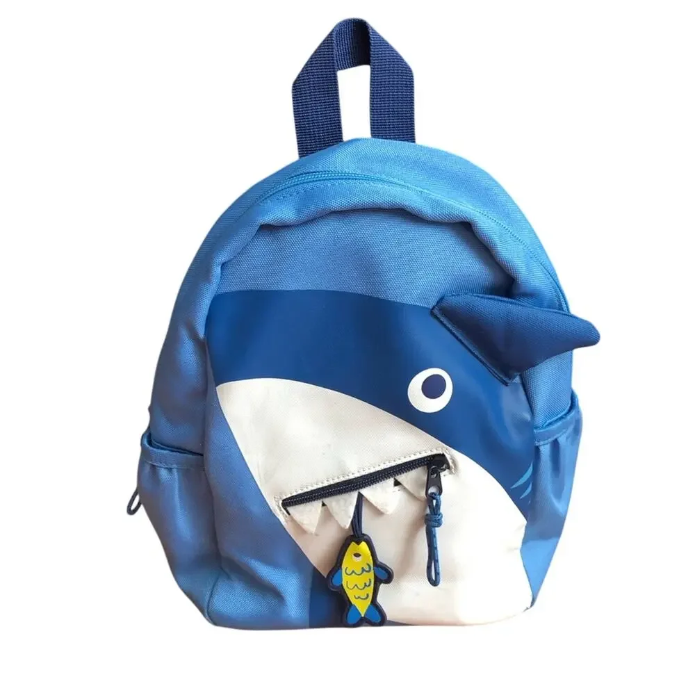 Shark Aplique Blue White Casual Camp School Small Kid's Backpack